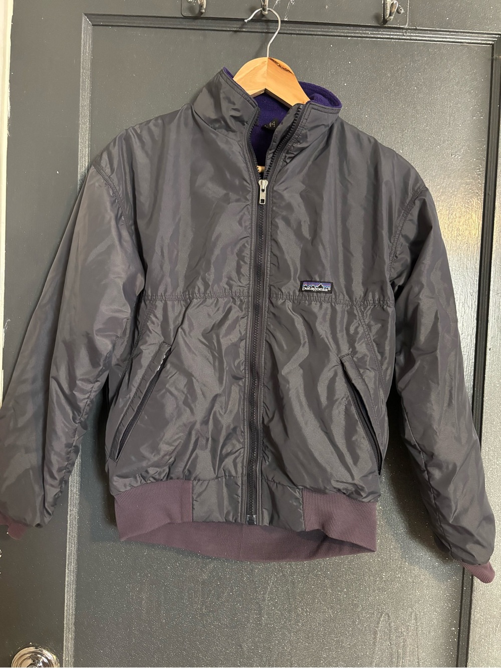 Patagonia Gray Jacket with Purple Accents